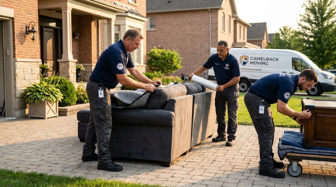 Large estate moving crew wrapping furniture in Stockton Springs, ME