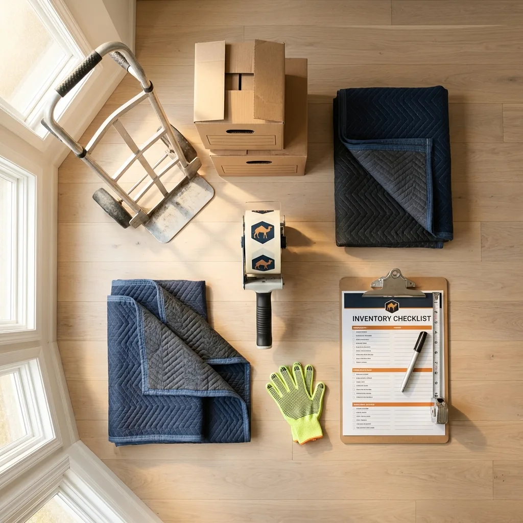 Professional moving supplies and packing materials layout for Stockton Springs residential relocations